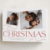 "Little Addition" - Holiday Birth Announcement Cards in Cherry by Sarah Brown - Folded Card