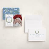 "First Christmas Wreath" - Holiday Birth Announcement Cards in Winter Sky by Alethea and Ruth - Assembled