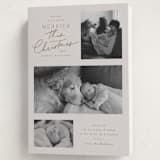 "Merrier This Year" - Holiday Birth Announcement Cards in Toffee by Everett Paper Goods - Folded Card