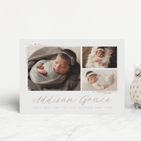 "Delicate Collage" - Birth Announcements in Burnt Rose by Amy Payne - Front