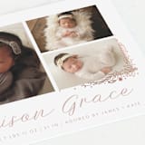 "Delicate Collage" - Birth Announcements in Burnt Rose by Amy Payne - Detail