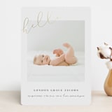 "Angled Hello" - Birth Announcements in Warm Grey by Shirley Lin Schneider - Front