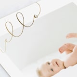 "Angled Hello" - Birth Announcements in Warm Grey by Shirley Lin Schneider - Detail