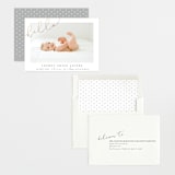 "Angled Hello" - Birth Announcements in Warm Grey by Shirley Lin Schneider - Assembled
