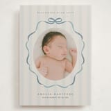 "bows and stripes" - Birth Announcements in Lagoon by Lori Wemple - Front