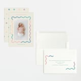 "Wavy Pastel Frame" - Birth Announcements in Cream by Baumbirdy - Assembled