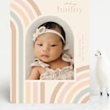 "Mod Rainbow Arch" - Birth Announcements in Taupe by Ashley Iwafuchi - Front