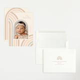 "Mod Rainbow Arch" - Birth Announcements in Taupe by Ashley Iwafuchi - Assembled