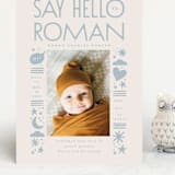 "Quirky Hello" - Birth Announcements in Powder Blue by Alethea and Ruth - Front