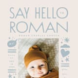 "Quirky Hello" - Birth Announcements in Powder Blue by Alethea and Ruth - Detail
