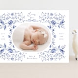 "Daisy Toile" - Birth Announcements in Bluebird by Susan Zinader - Front