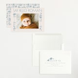 "Quirky Hello" - Birth Announcements in Powder Blue by Alethea and Ruth - Assembled