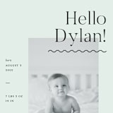 "Wavy Hello" - Birth Announcements in Moss by Pixel and Hank - Detail