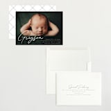 "Linear" - Birth Announcements in Frost by Everett Paper Goods - Assembled