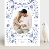 "Daisy Toile" - Birth Announcements in Bluebird by Susan Zinader - Front