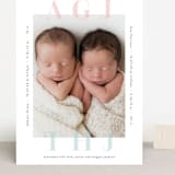 "Cuddle Bugs" - Birth Announcements in Blush by Lauren Chism - Front
