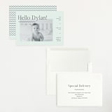 "Wavy Hello" - Birth Announcements in Moss by Pixel and Hank - Assembled