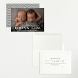 "Double Take" - Birth Announcements in Baby Powder by Hooray Creative - Assembled
