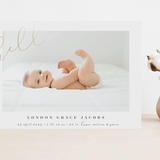 "Angled Hello" - Birth Announcements in Warm Grey by Shirley Lin Schneider - Front