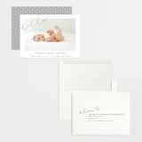"Angled Hello" - Birth Announcements in Warm Grey by Shirley Lin Schneider - Assembled