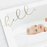 "Angled Hello" - Birth Announcements in Warm Grey by Shirley Lin Schneider - Detail
