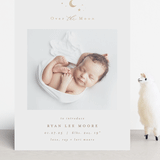 "Over the Moon" - Birth Announcements in Fawn by AK Graphics - Front
