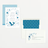 "Sea Adventure" - Baby Shower Invitations in Aqua by Snow and Ivy - Assembled