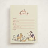"Disney's Snow White Woodland" - Baby Shower Game Cards in Buttercream by Becky Nimoy - Front