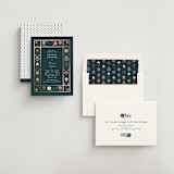 "Floral Grid Border" - Bridal Shower Invitations in Cobalt by Alethea and Ruth - Assembled