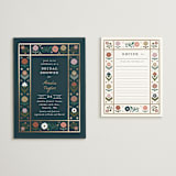 "Floral Grid Border" - Bridal Shower Invitations in Cobalt by Alethea and Ruth - Matching Enclosure Card