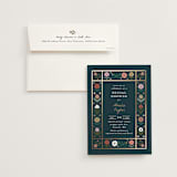 "Floral Grid Border" - Bridal Shower Invitations in Cobalt by Alethea and Ruth - Invitation with Envelope