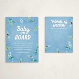 "Baby on Board" - Baby Shower Insert Cards in Aqua by Jessie Steury - With Invitation