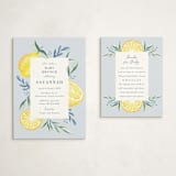 "Lemons" - Baby Shower Insert Cards in Pale Blue by Megan Cash - With Invitation