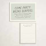 "Bring diapers" - Baby Shower Insert Cards in Mint by Lea Delaveris - With Invitation