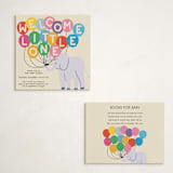 "Elephant Parade" - Baby Shower Insert Cards in Cream by Harriet Richter - With Invitation