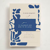 "Modern Bloom" - Baby Shower Insert Cards in Cobalt by Joyce Pinheiro - With Bellyband