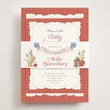 "Disney Woodland Gingham" - Baby Shower Insert Cards in Apple by Erin L. Wilson - With Bellyband