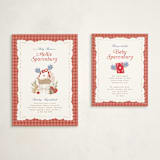 "Disney Woodland Gingham" - Baby Shower Insert Cards in Apple by Erin L. Wilson - With Invitation