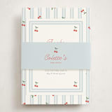 "Cherry Sweet Stripe" - Baby Shower Insert Cards in Sky by Leia Matt - With Bellyband