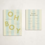 "oh boy" - Baby Shower Insert Cards in Baby Blue by Ellen Schlegelmilch - With Invitation