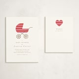 "Striped Baby Buggy" - Baby Shower Insert Cards in Rose by mo kelley - With Invitation