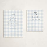 "Gingham Mobile" - Baby Shower Insert Cards in Baby blue by Stacey Meacham - With Invitation