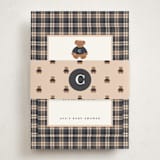 "Teddy Bear Monogram" - Baby Shower Insert Cards in Navy by Erin German - With Bellyband
