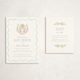 "Bunny Crest" - Baby Shower Insert Cards in Cornflower by Laura Hankins - With Invitation
