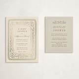 "Scallop Border" - Baby Shower Insert Cards in Buttercream by Lucrecia Caporale - With Invitation