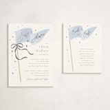 "Bows & Banners" - Baby Shower Insert Cards in Baby Blue by Paper Raven Co. - With Invitation