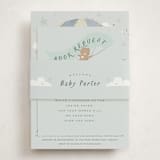 "Little Explorer" - Baby Shower Insert Cards in Powder by Hannah Williams - With Bellyband