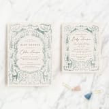 "The Story Begins" - Baby Shower Insert Cards in Sage by Petra Kern - With Invitation