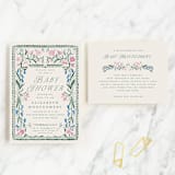 "Book Cover" - Baby Shower Insert Cards in Evergreen by Petra Kern - With Invitation