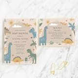 "Baby Dino" - Baby Shower Insert Cards in Tan by Britt - With Invitation